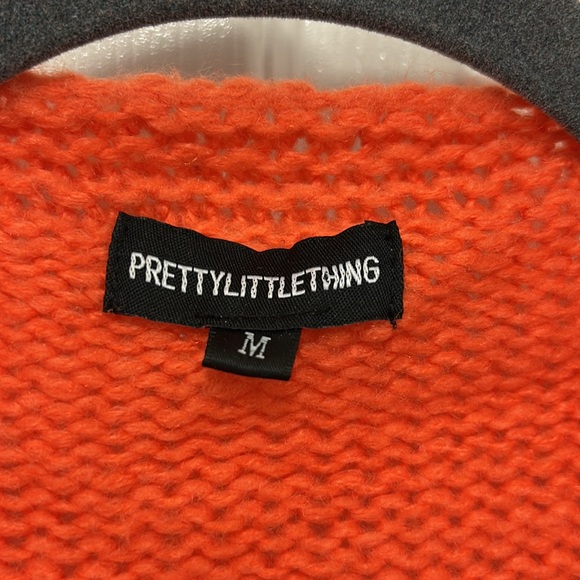 PrettyLittleThing Womens Color Block Open Cardigan Balloon Sleeves Mid Length M - Picture 2 of 10